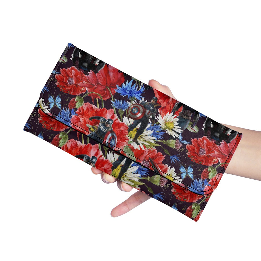 Floral Cap Long Folding Wallet