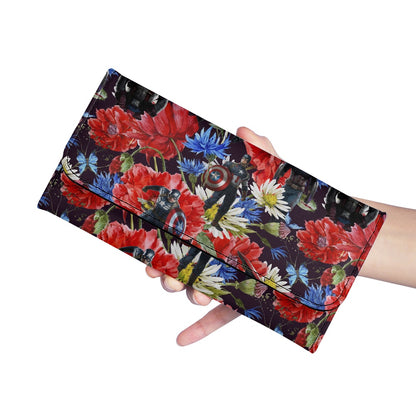 Floral Cap Long Folding Wallet