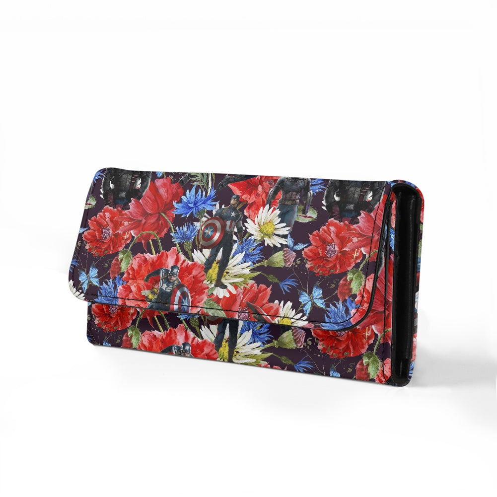 Floral Cap Long Folding Wallet