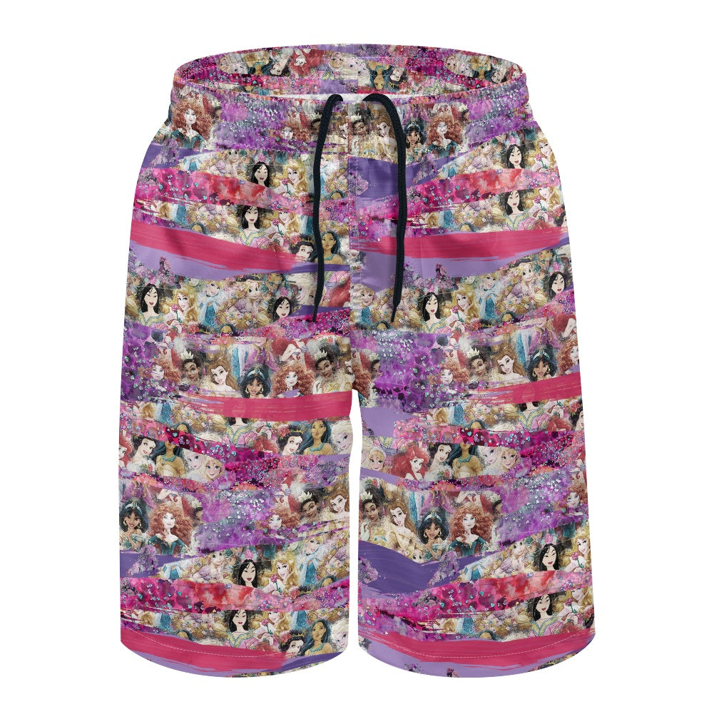 Princess Brush All-Over Print Men's Beach Shorts