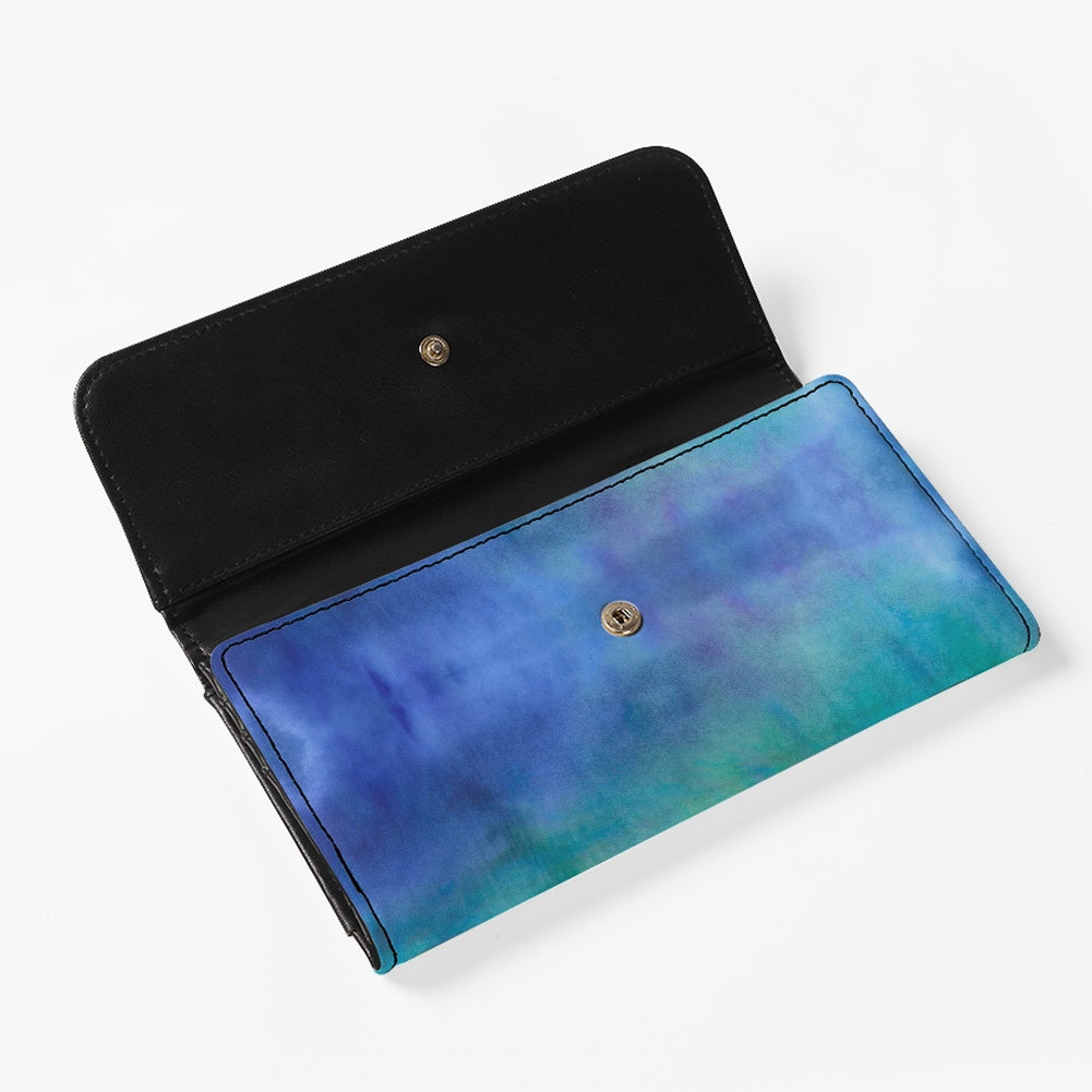 Aqua Tie Dye Long Folding Wallet