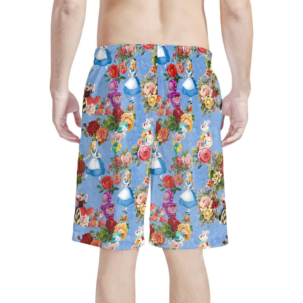 Wonderland All-Over Print Men's Beach Shorts