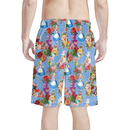 Wonderland All-Over Print Men's Beach Shorts