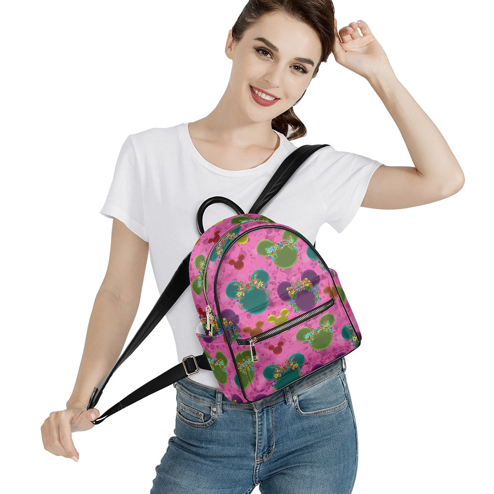 Neon Floral Ears Casual Backpack for women