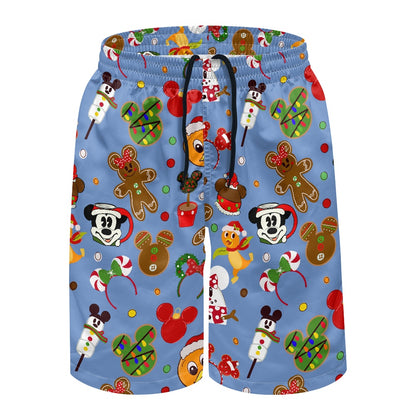 Christmas Sketch All-Over Print Men's Beach Shorts