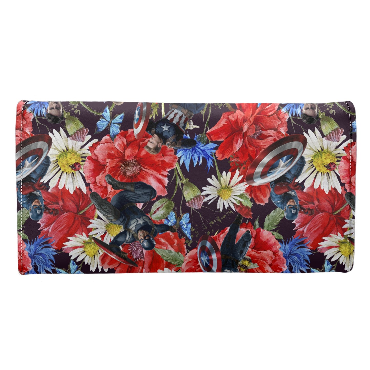 Floral Cap Long Folding Wallet