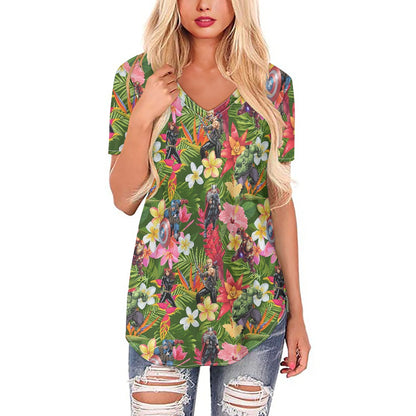 Tropical Heroes Women's V-neck Top