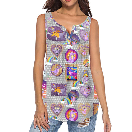 Purple Dragon All-Over Print Women's Sleeveless V-Neck Top