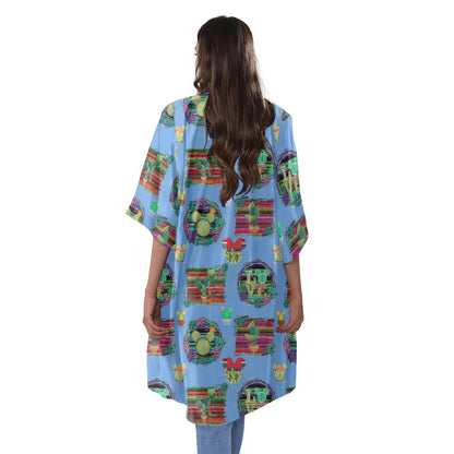 Mouse Cactus Women's Half Sleeve Kimono Cardigan