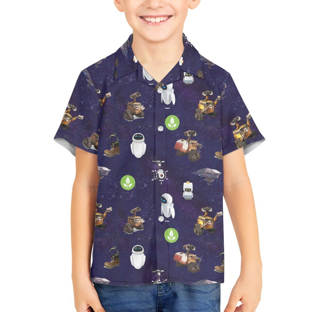 Space Robots Hawaiian Shirt for Child