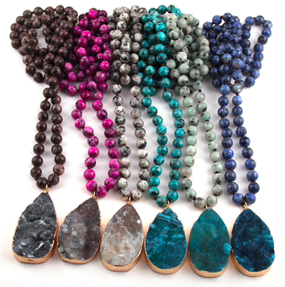 Druzy Drop Stone Statement Necklace-Kate Tuesday