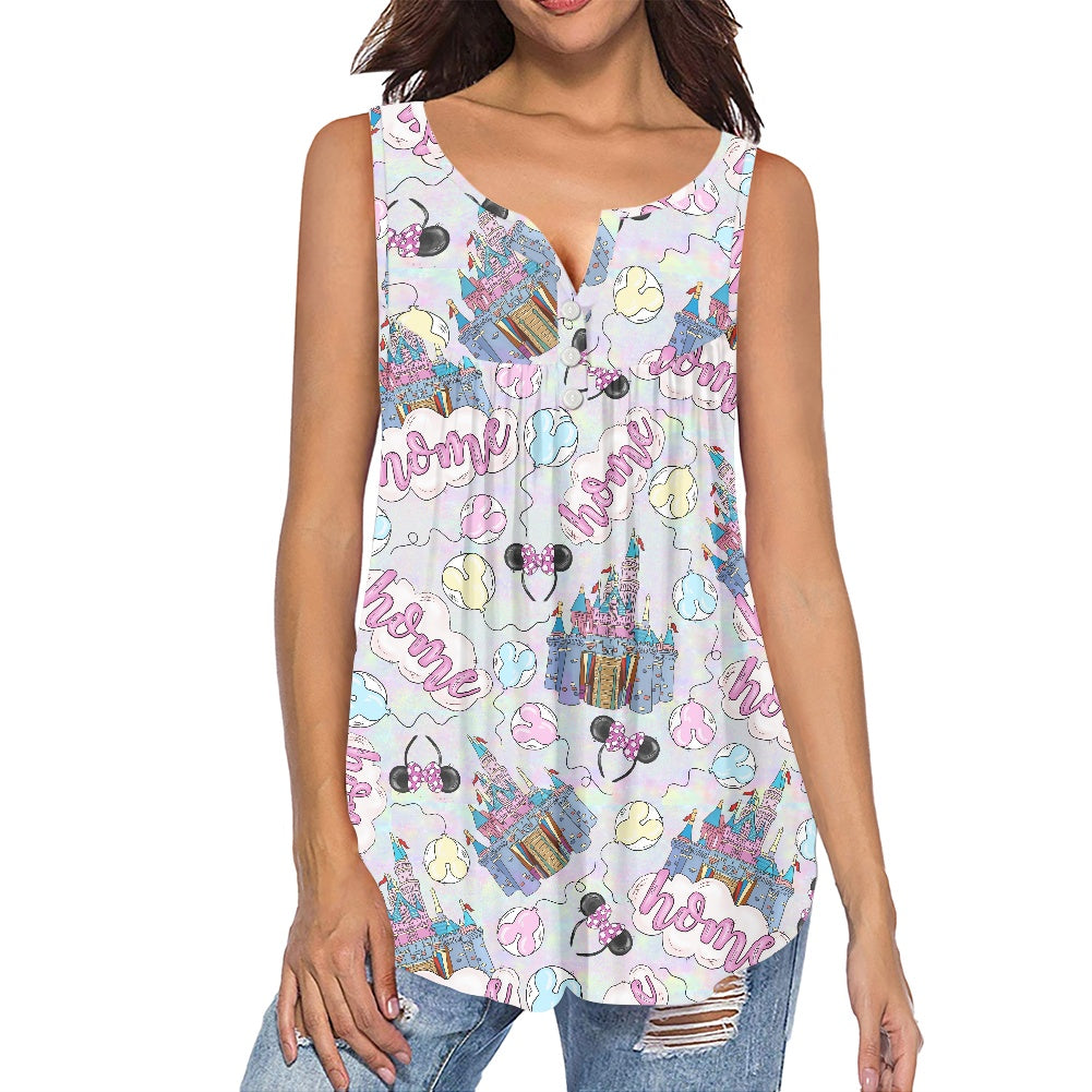 HOME All-Over Print Women's Sleeveless V-Neck Top