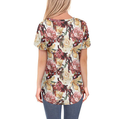 Floral Iron Women's V-neck Top