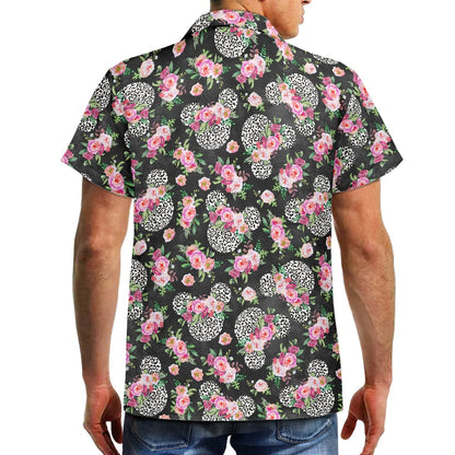 Floral Cheetah Black- Hawaiian shirt