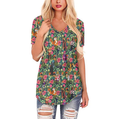 Tropical Male Villains Women's V-neck Top