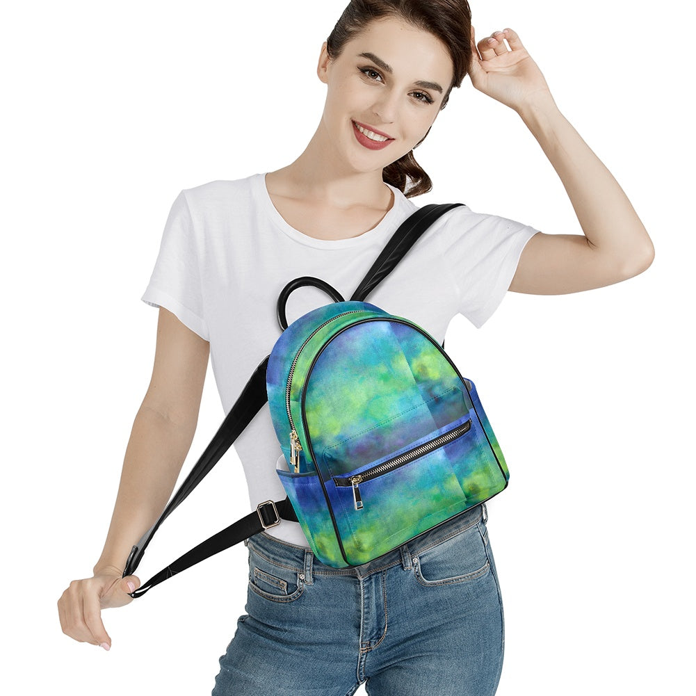 Aqua Tie Dye Casual Backpack for women