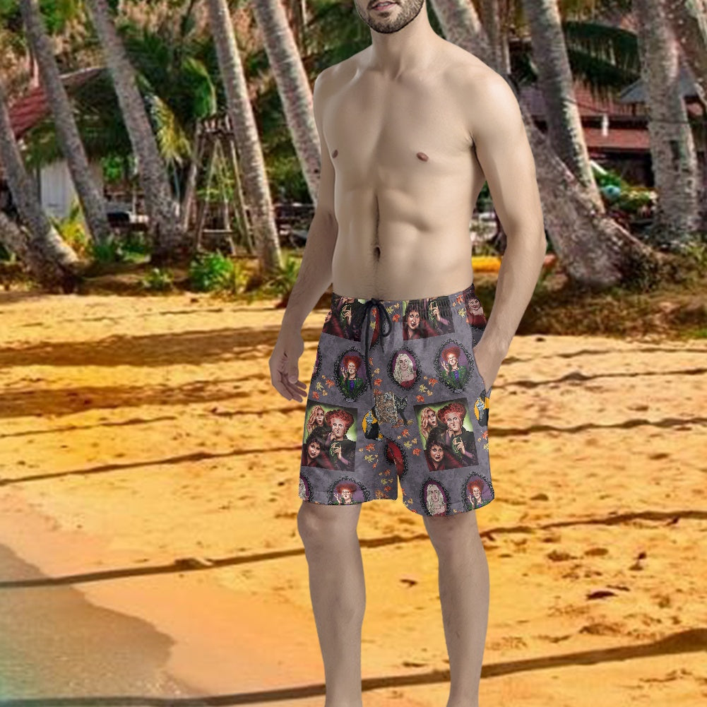 Hocus Portraits All-Over Print Men's Beach Shorts