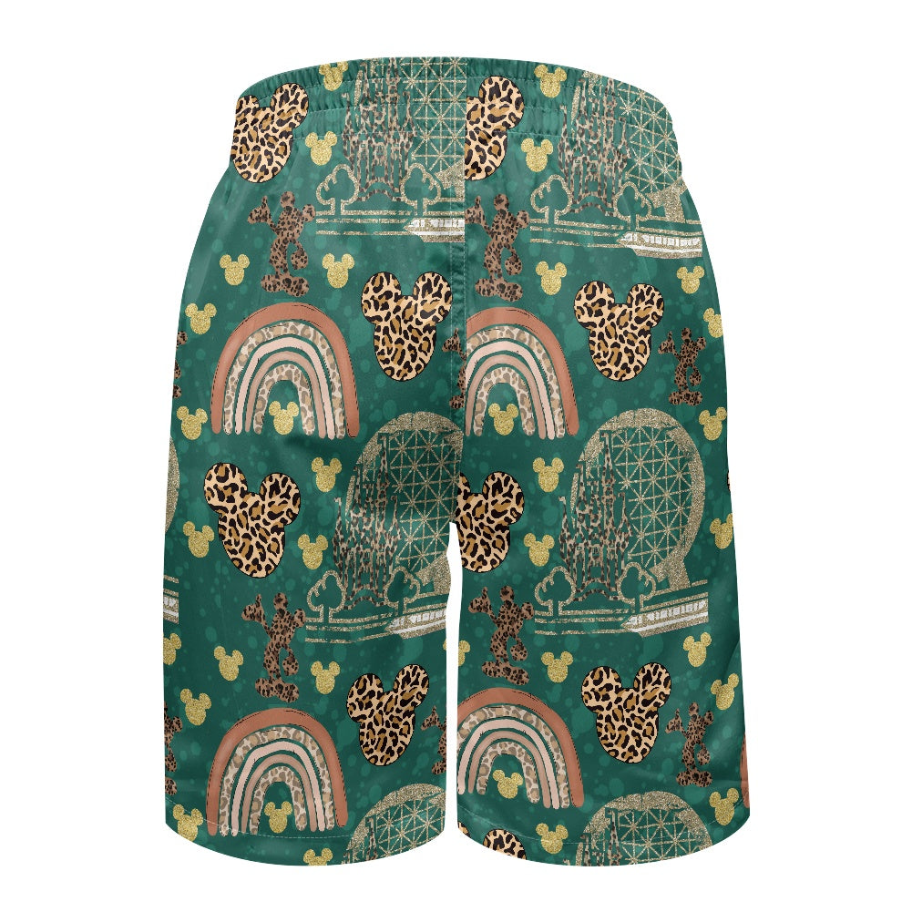 Cheetah Rainbow All-Over Print Men's Beach Shorts