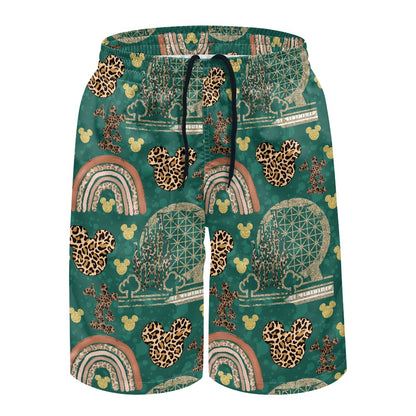 Cheetah Rainbow All-Over Print Men's Beach Shorts