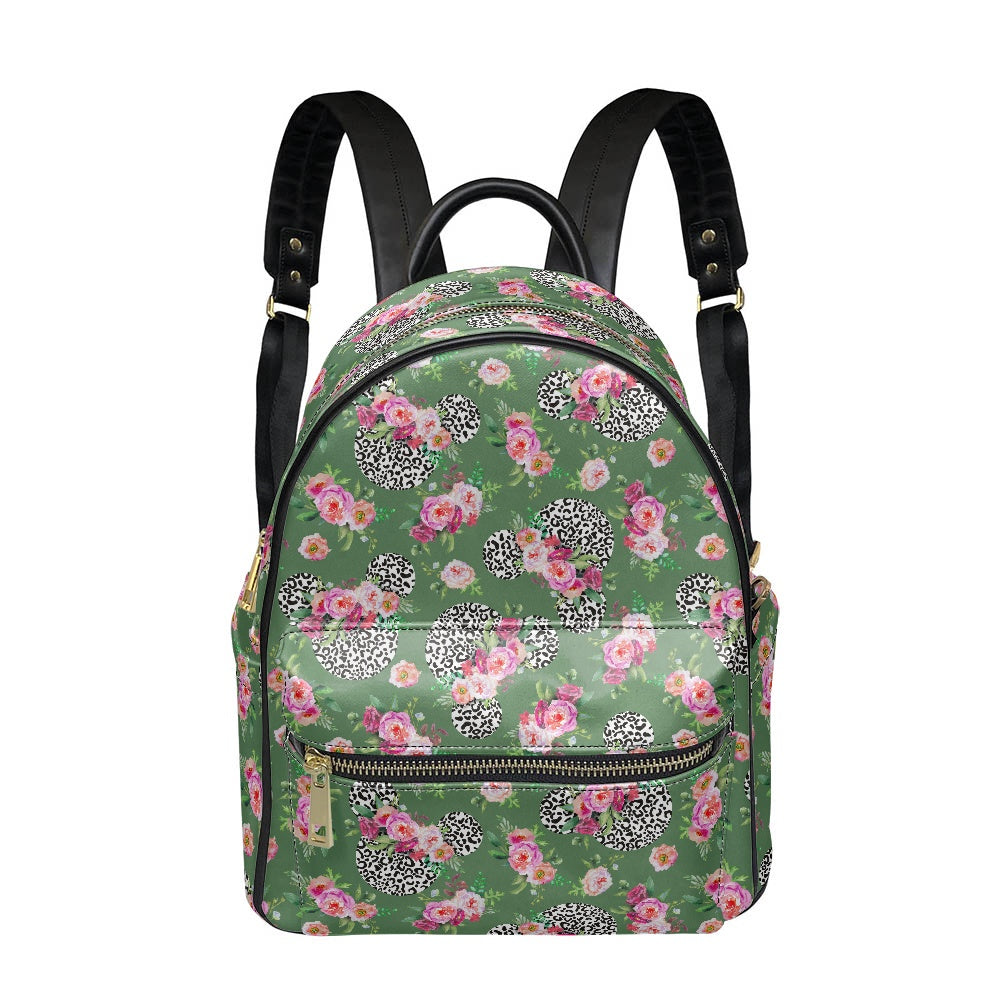 Floral Cheetah Green Casual Backpack for women