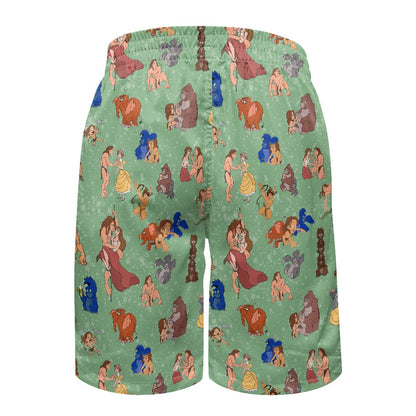 Jungle Man All-Over Print Men's Beach Shorts