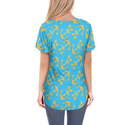 Mouse Anchors Women's V-neck Top