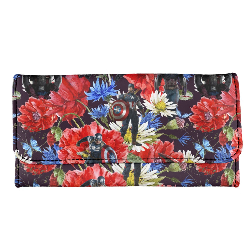 Floral Cap Long Folding Wallet