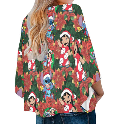 Hawaiian Christmas Women‘s’ V-neck Streamers Blouse