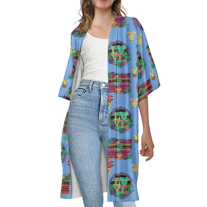 Mouse Cactus Women's Half Sleeve Kimono Cardigan