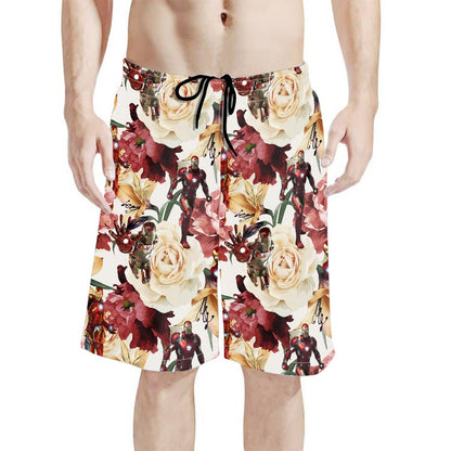 Floral Iron All-Over Print Men's Beach Shorts