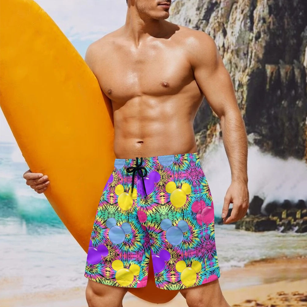 Tie Dye Mouse All-Over Print Men's Beach Shorts