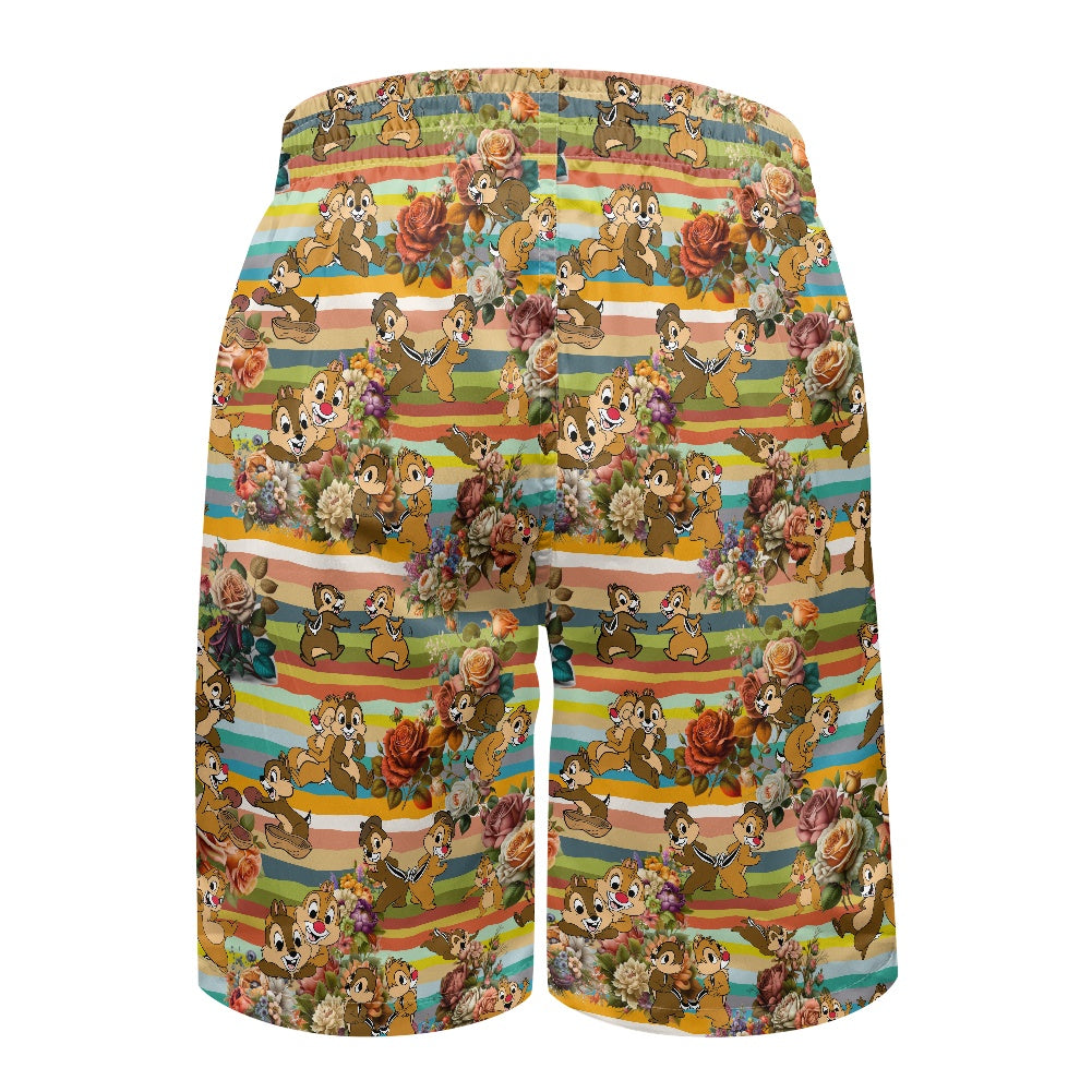 Chipmunks All-Over Print Men's Beach Shorts