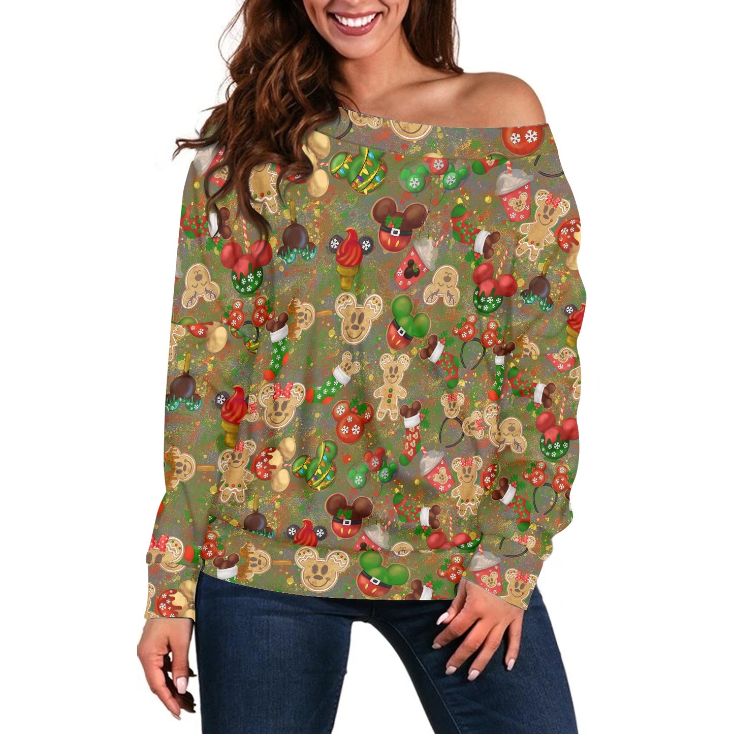 Christmas Cookies Women's one-shoulder top