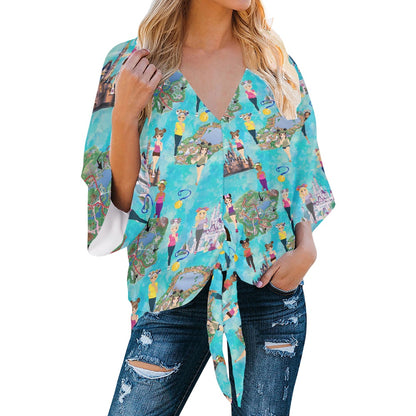 Meet Me at the Castle Women‘s’ V-neck Streamers Blouse