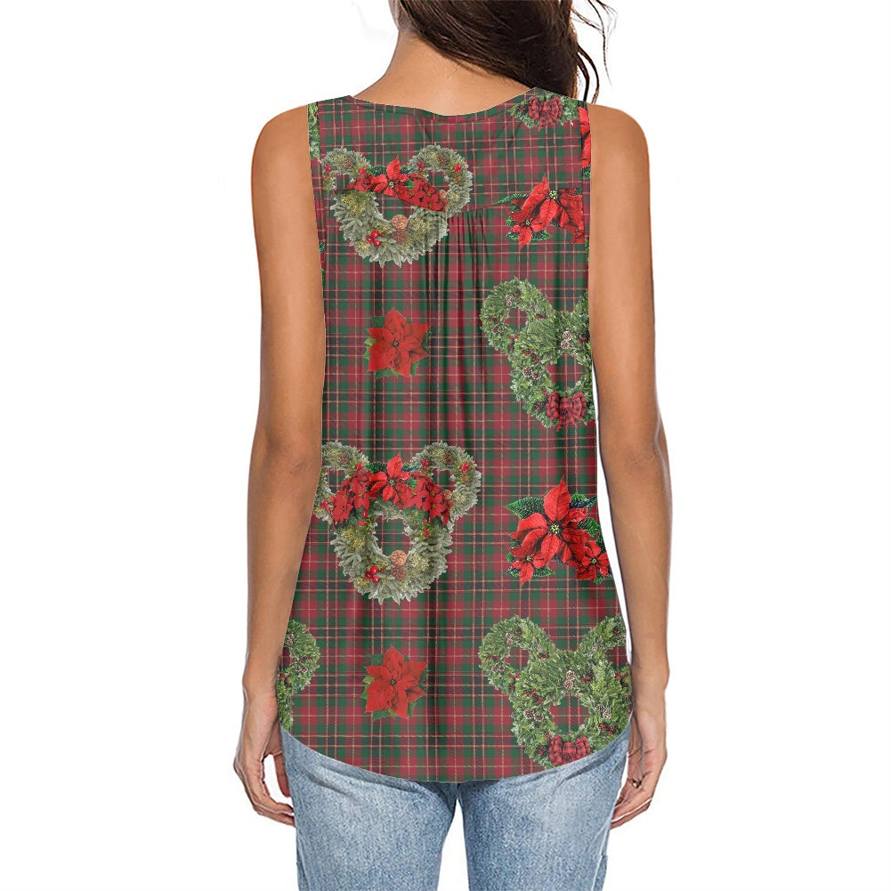 Christmas Wreaths All-Over Print Women's Sleeveless V-Neck Top