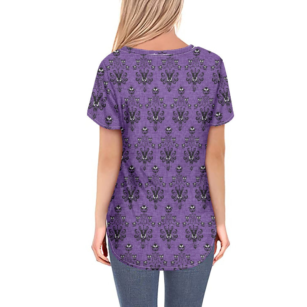 HM Wallpaper-B- Women's V-neck Top