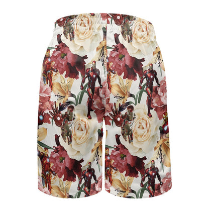 Floral Iron All-Over Print Men's Beach Shorts