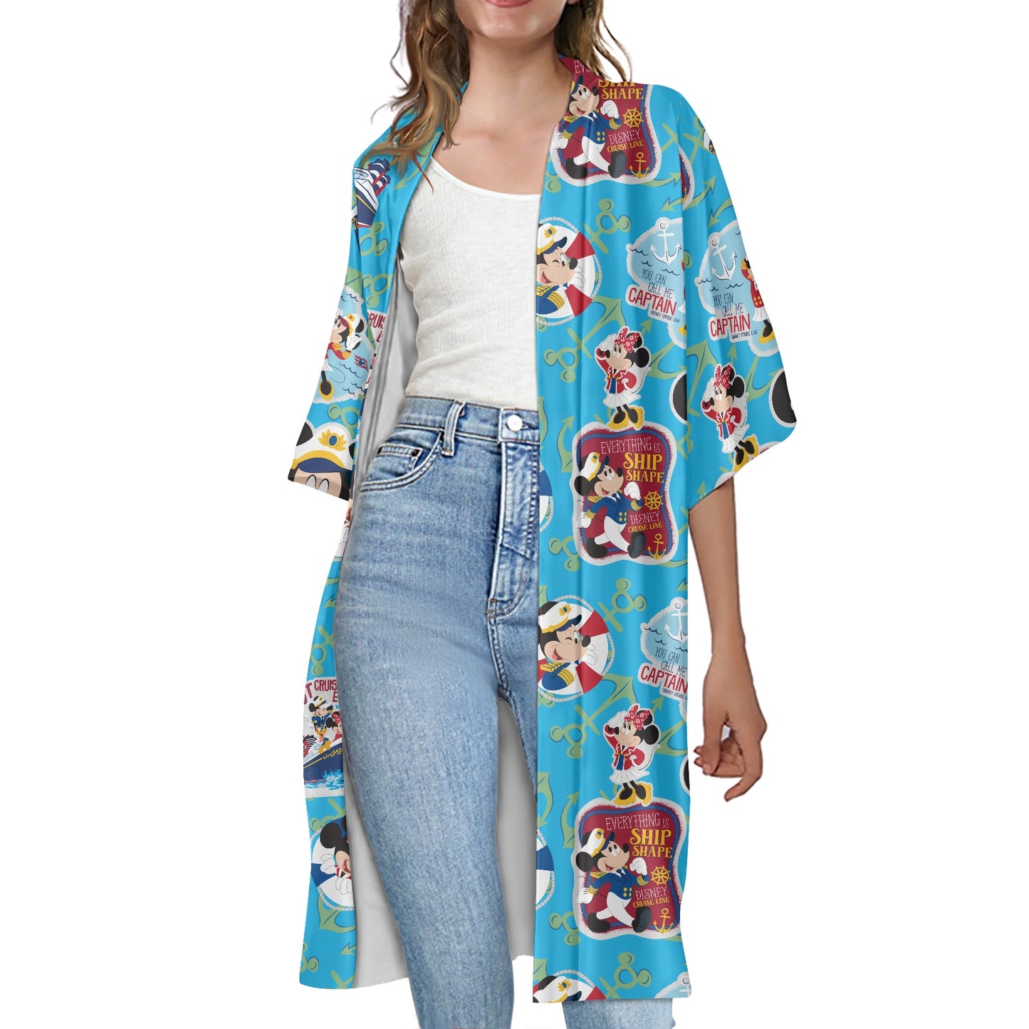 Cruise Mouse Women's Half Sleeve Kimono Cardigan