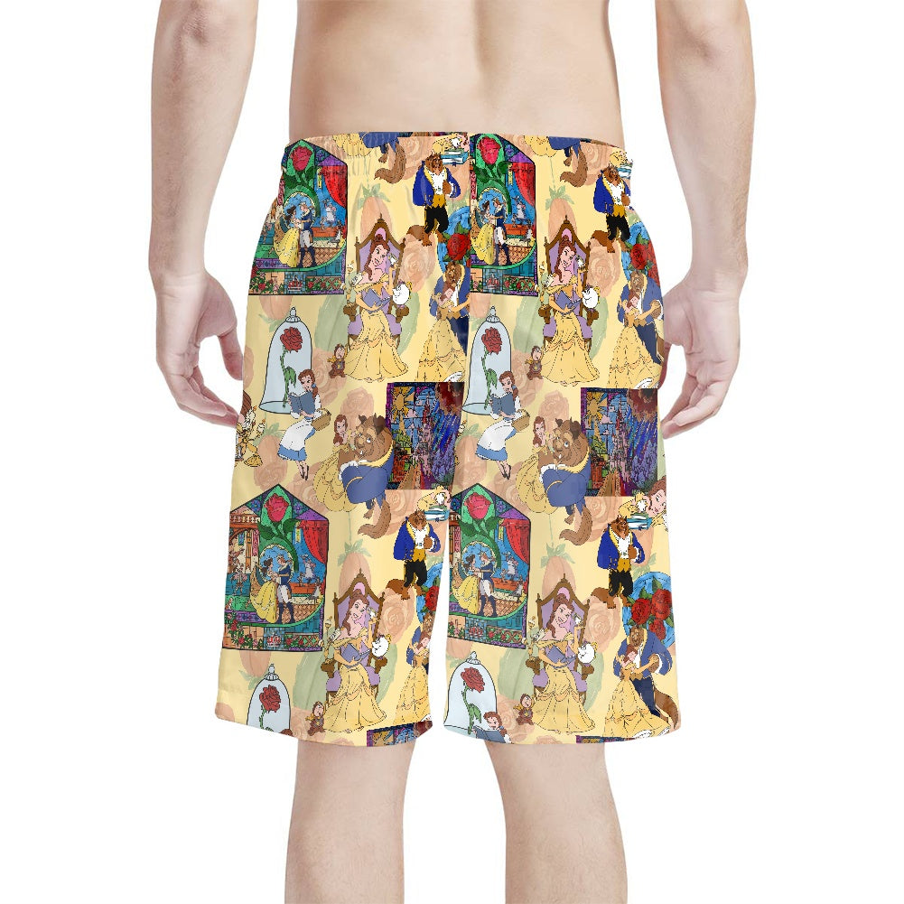 Rose Petal Princess All-Over Print Men's Beach Shorts