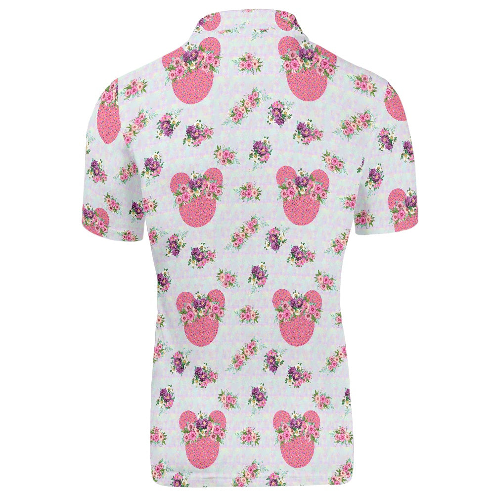 Pink Floral Crowns Polo T-shirt