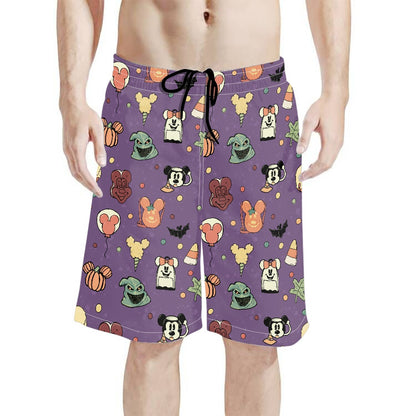 Boho Halloween Purple All-Over Print Men's Beach Shorts