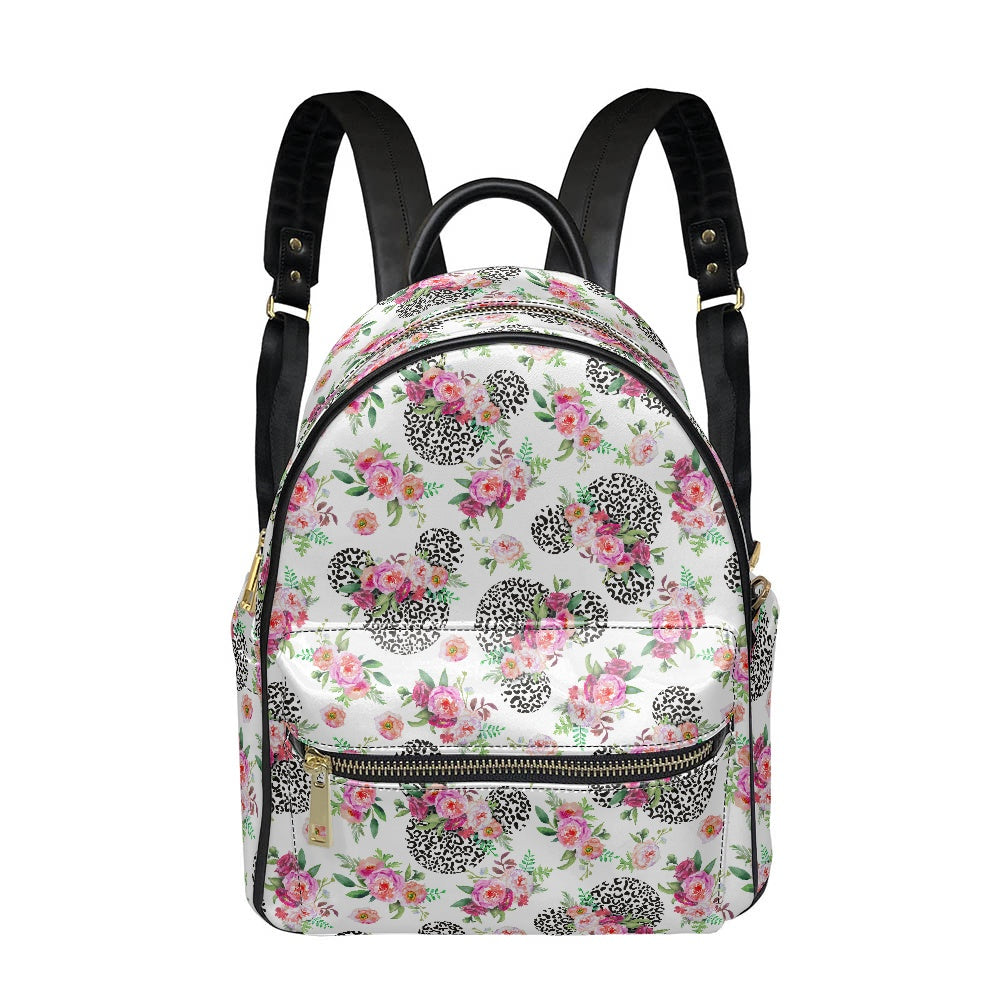 Floral Cheetah White Casual Backpack for women