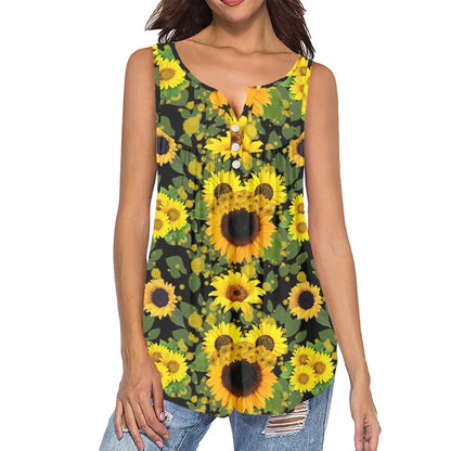 Sunny Ears All-Over Print Women's Sleeveless V-Neck Top