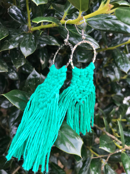 Kelly Green Boho Macramé Earrings