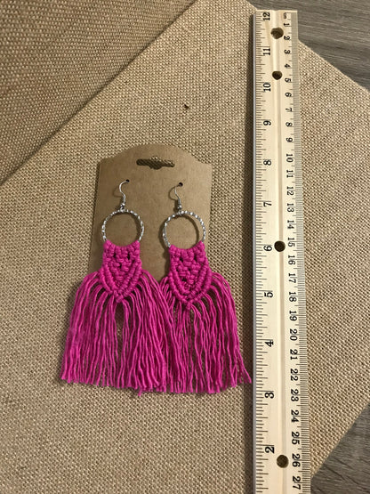 Pretty in Pink Boho Macramé Earrings