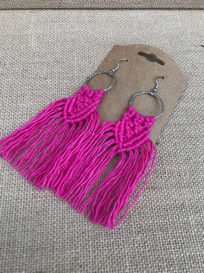 Pretty in Pink Boho Macramé Earrings