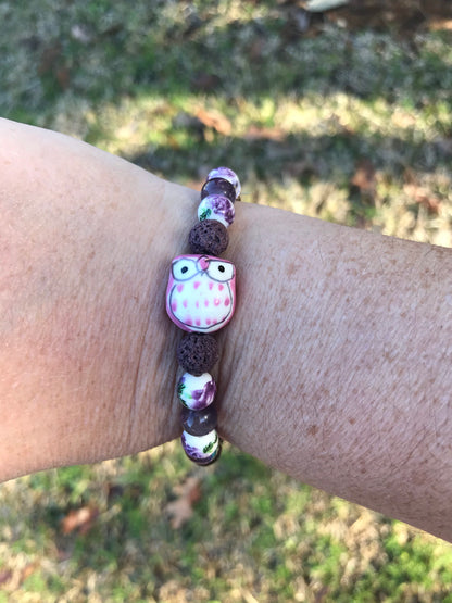 Owl Symbolic Stretch Stackable Bracelet, great for aromatherapy!