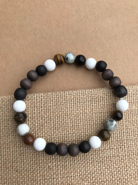 Zen Symbolic Stretch Gemstone Stackable Bracelet