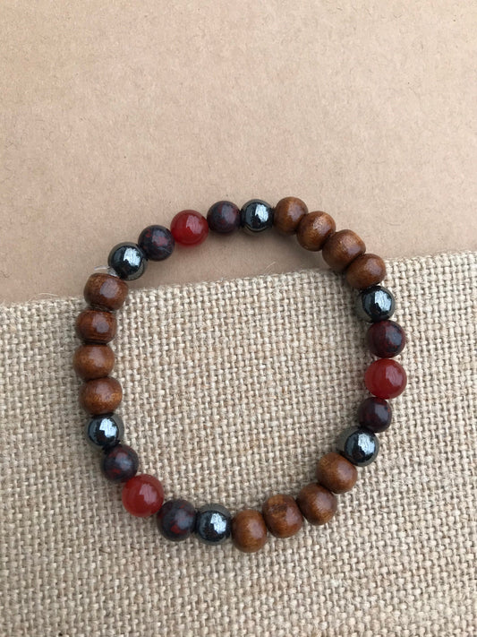 Red Earth Symbolic Stretch Gemstone Stackable Bracelet