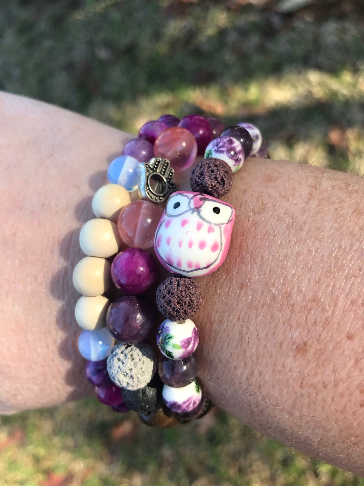 Owl Symbolic Stretch Stackable Bracelet, great for aromatherapy!